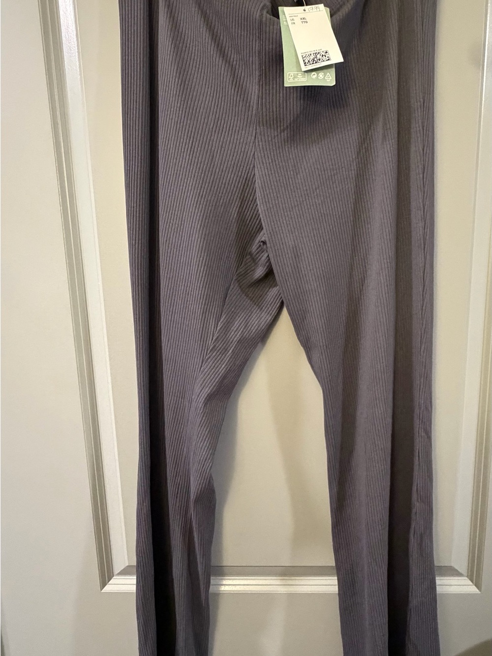 H&M Women’s Ribbed flare leggings - Muted Blue